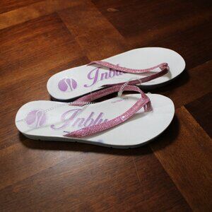 Inblu Thong Glitter Pink Sandals Size 37 NWOT